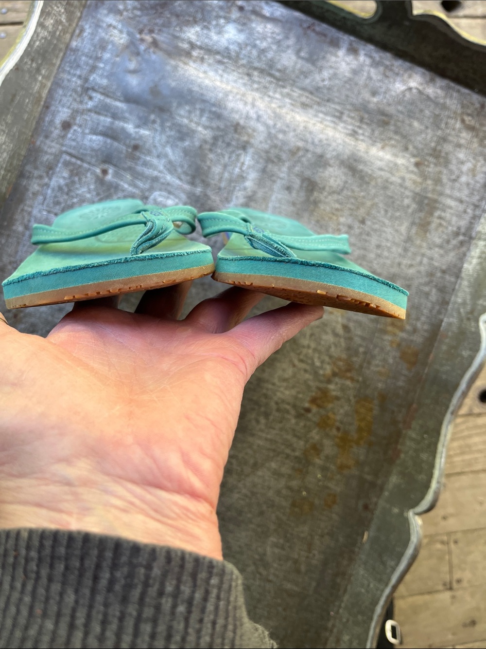 UGG Teal Suede Flip Flop Sandals - Picture 7 of 11